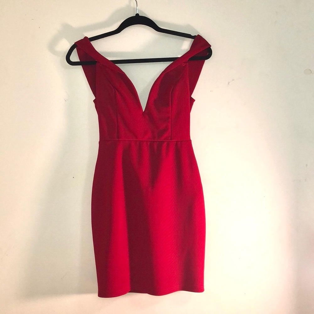 Red Dress V-Cut